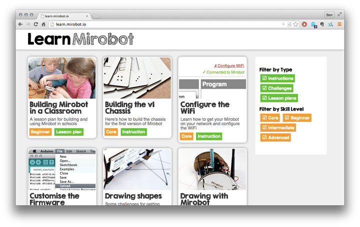 Mirobot Learning Site