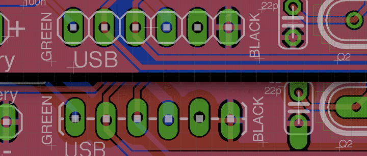 Staggered pins