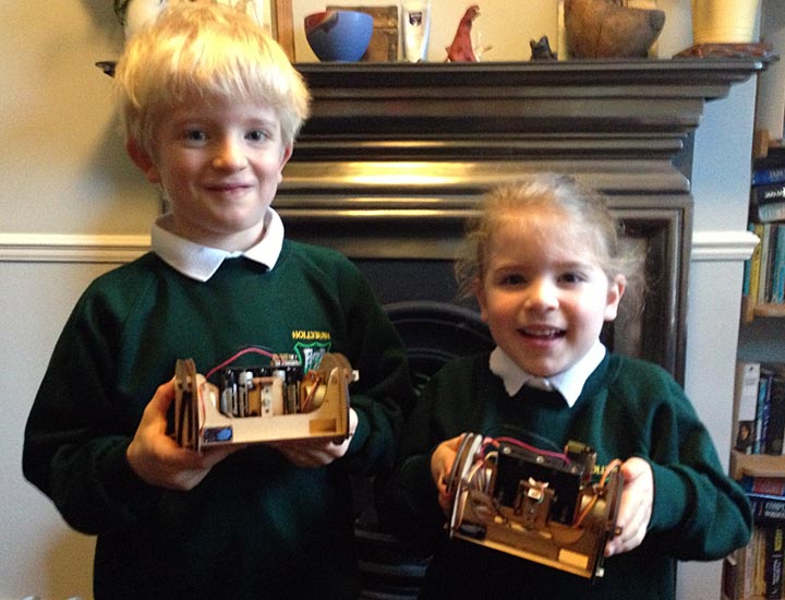The kids with their robots